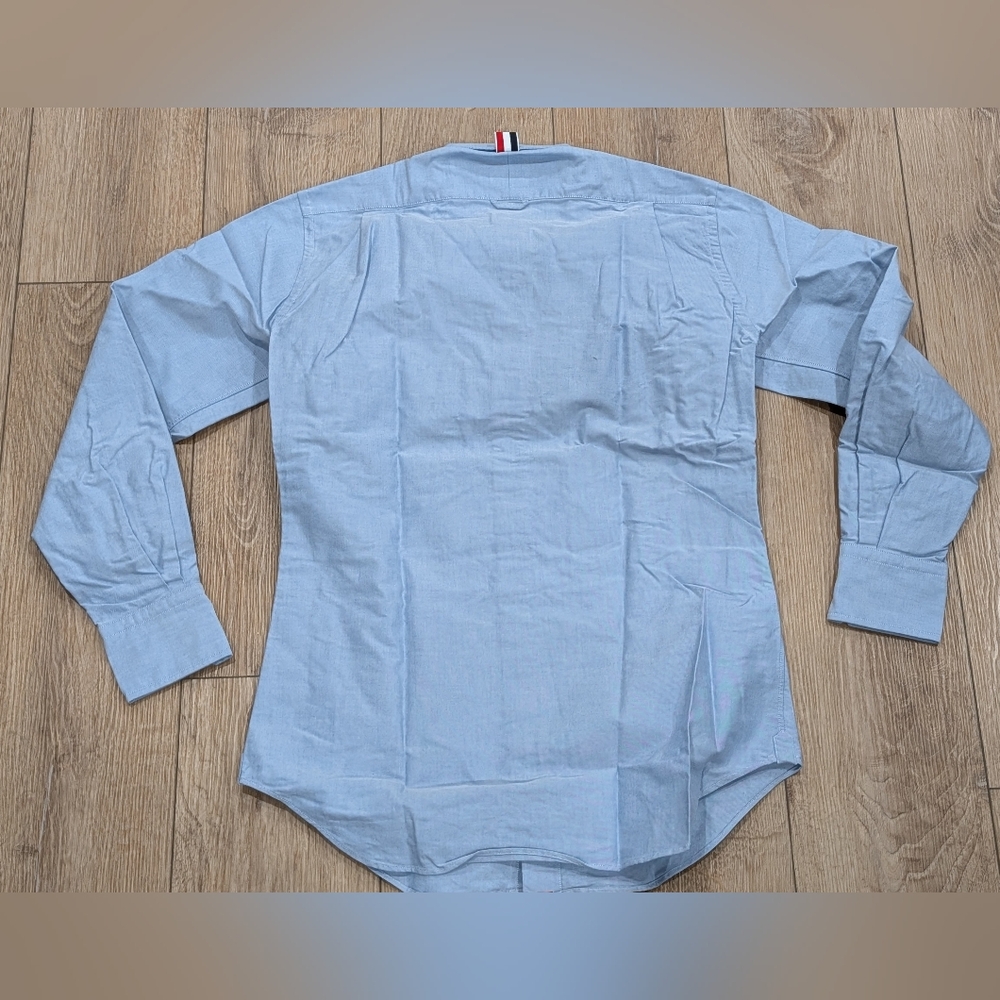 $490 Mens THOM BROWNE Classic Dress Shirt Light Blue 2 - Medium - Picture 5 of 8